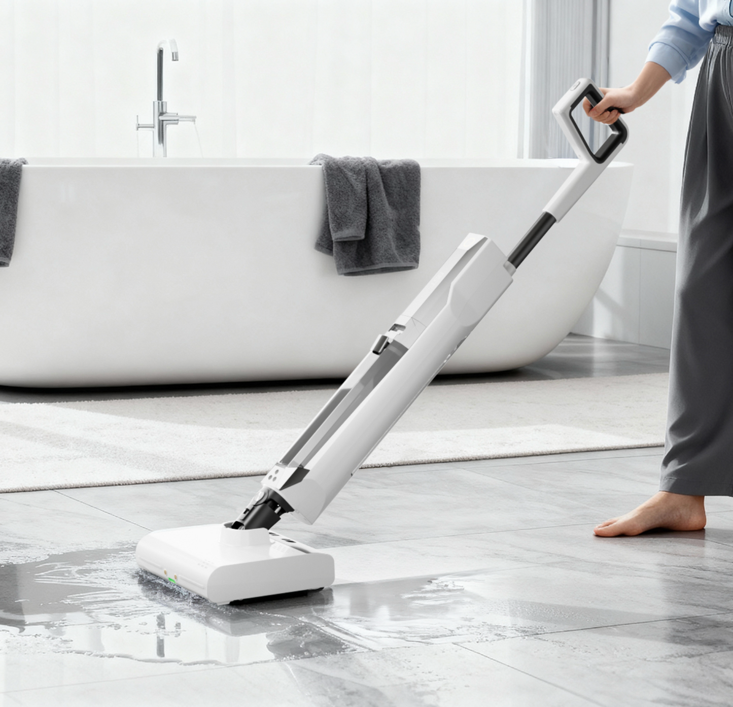 BSTY F3-A Dual-Action Floor Washer — Cordless Steam Mop with Vacuum Suction
