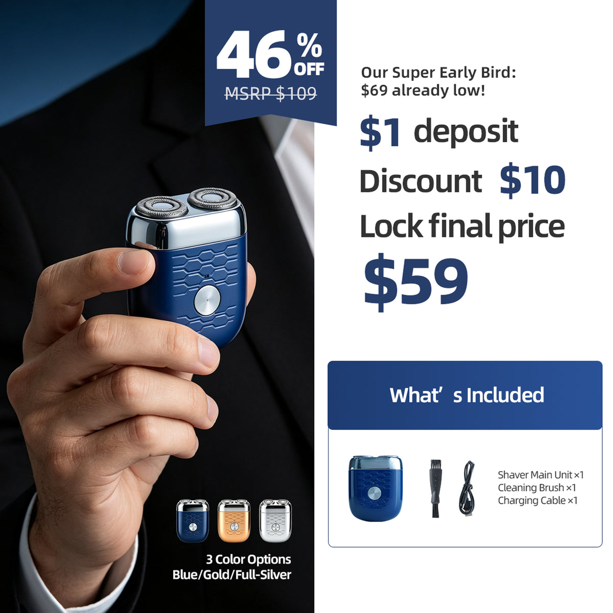 BSTY Ultra Full-Metal Pocket Shaver — $1 Kickstarter Reservation