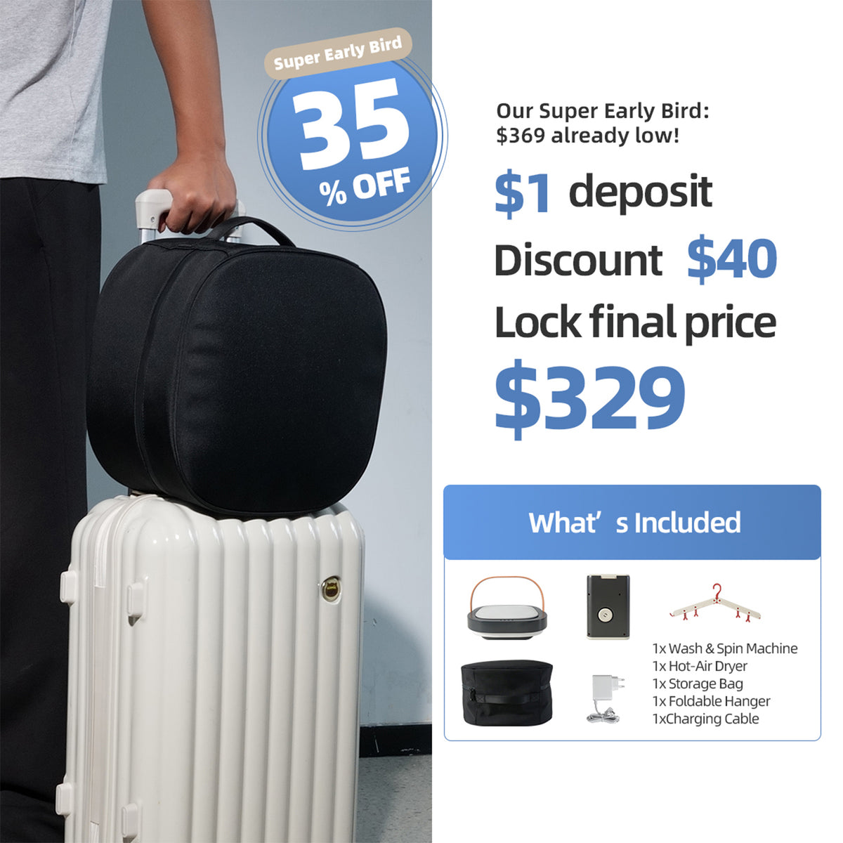 BSTY B8014 Portable Wash & Dry Travel Set — $1 Kickstarter Reservation